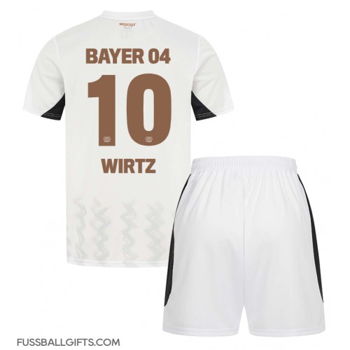 Bayer Leverkusen Florian Wirtz #10 Fußballbekleidung Auswärtstrikot Kinder 2024-25 Kurzarm (+ kurze hosen)